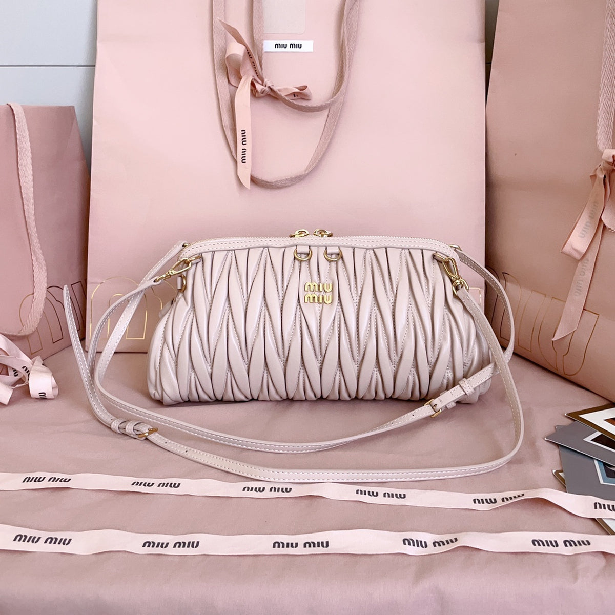 Caprice Matelassé Nappa Leather Clutch