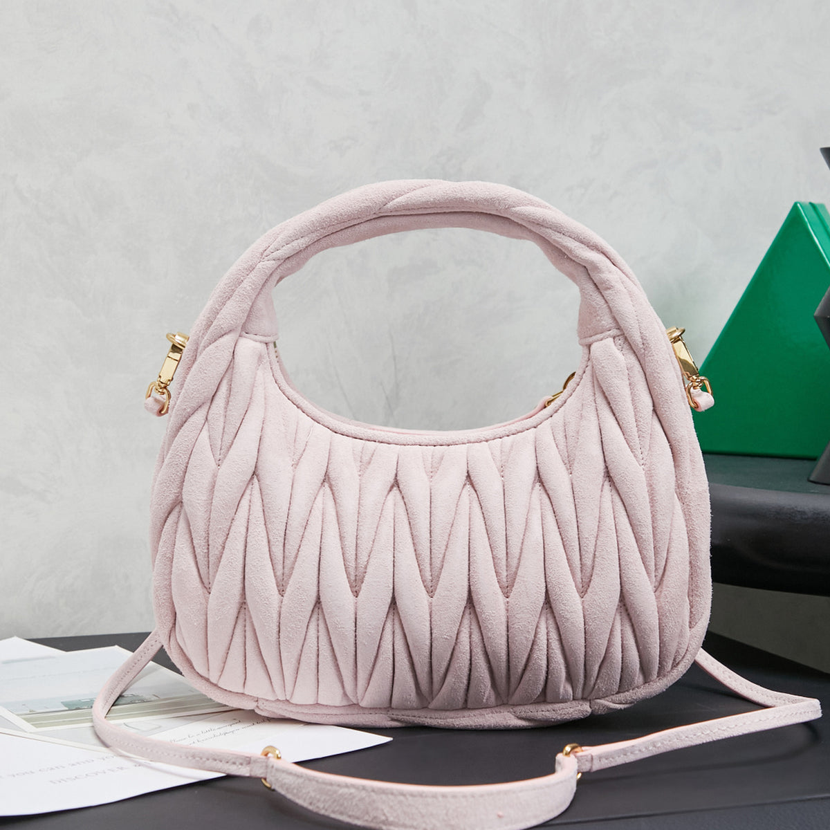 Wander Matelassé Nappa Leather Hobo Bag