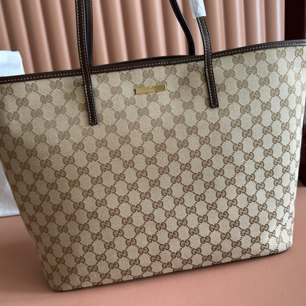 Leather-Trimmed Coated Canvas-Jacquard Tote