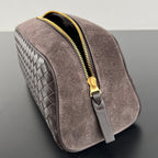 Nodo Intrecciato Suede-Trimmed Leather Clutch