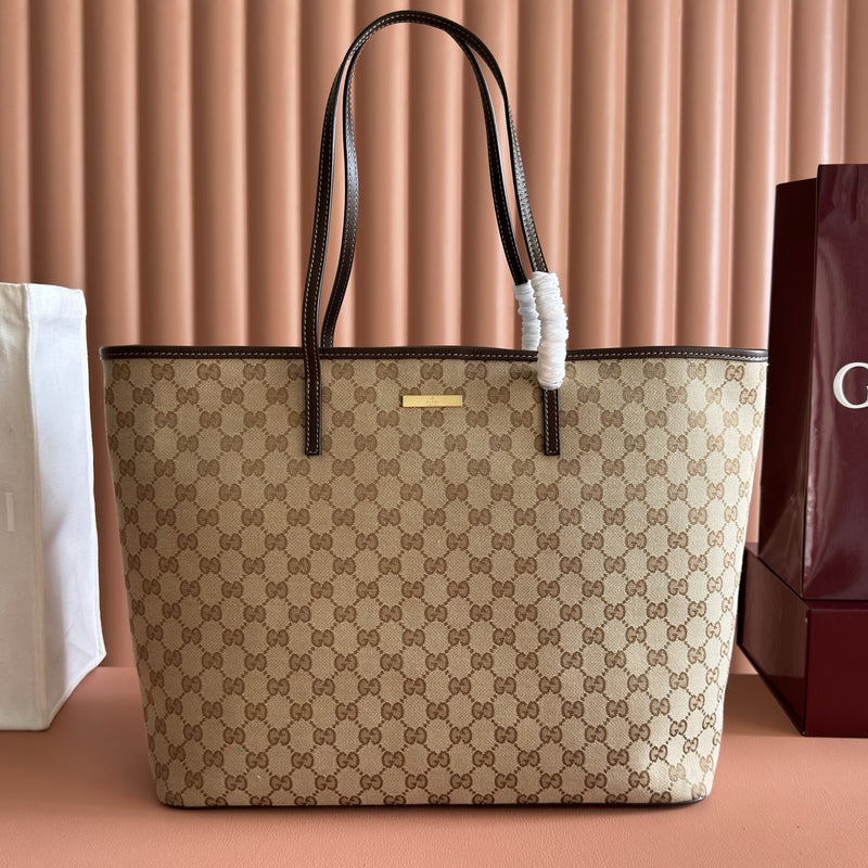 Leather-Trimmed Coated Canvas-Jacquard Tote
