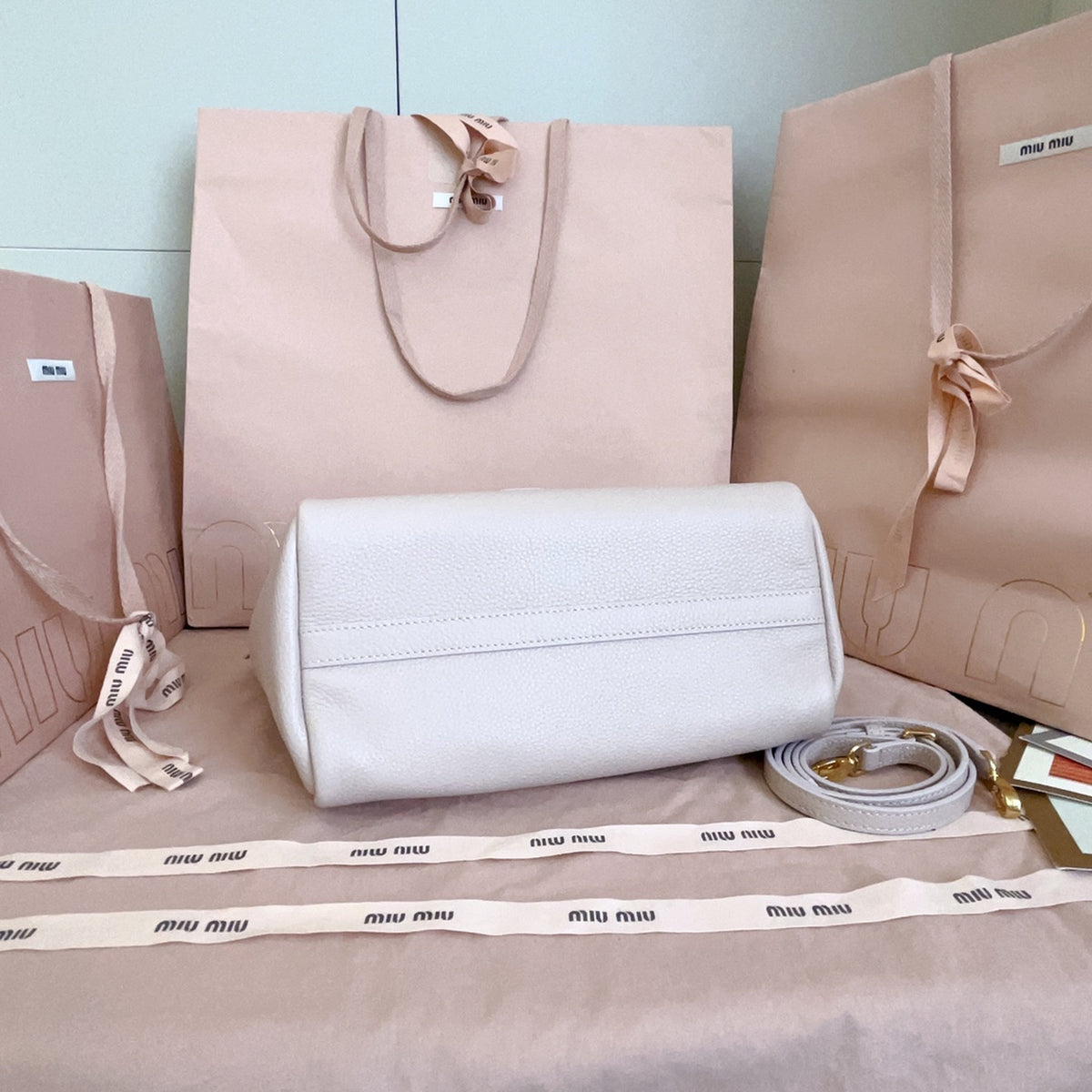 Beige Calf Leather Handbag