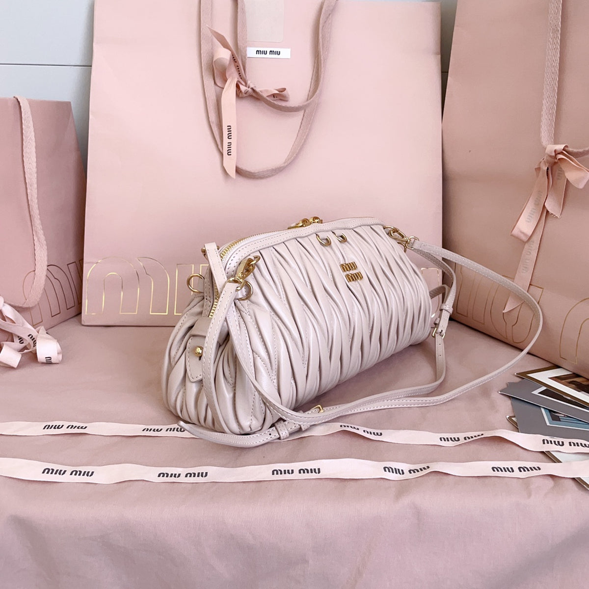 Caprice Matelassé Nappa Leather Clutch