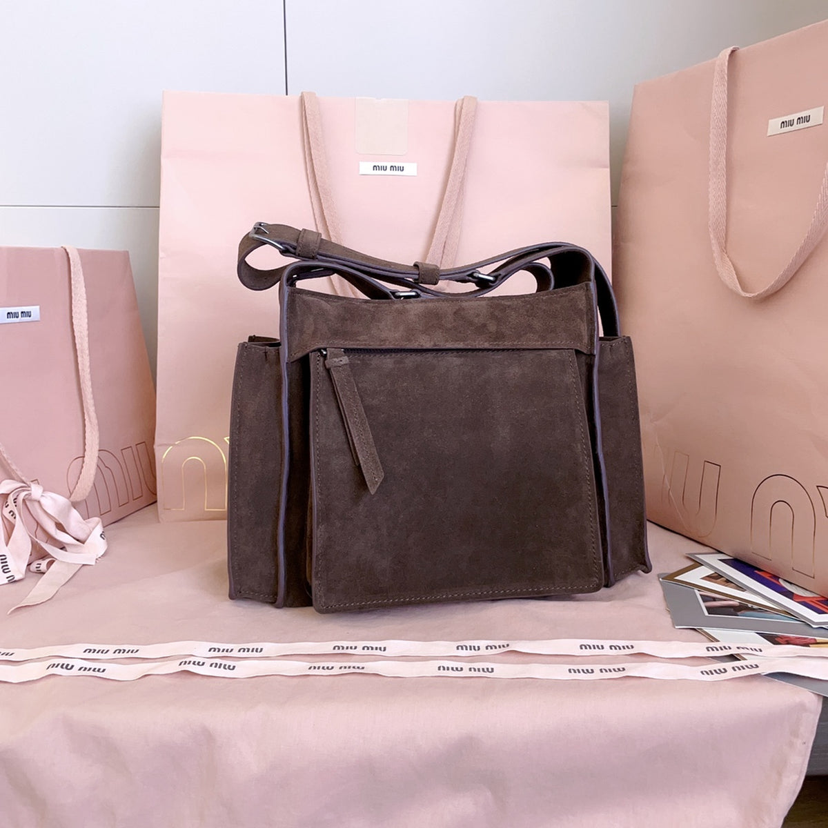 Designer Suede Messenger Bag