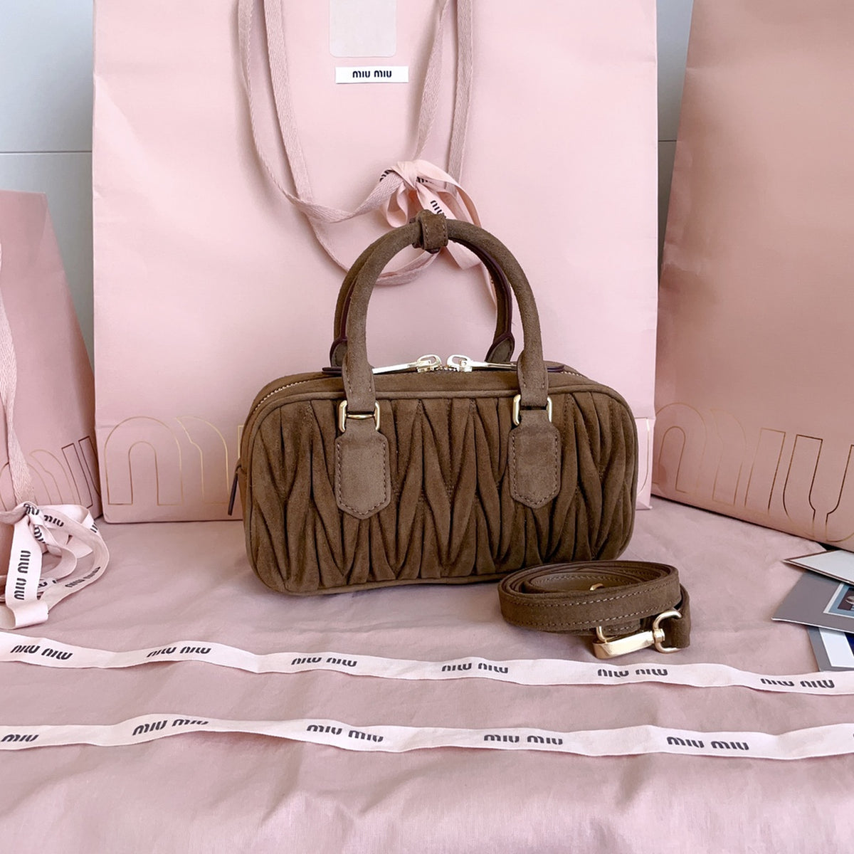 Arcadie Matelassé Brown Nappa Leather Women's Handbag