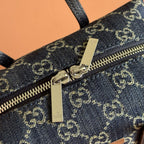 GG Denim Small Boston Bag