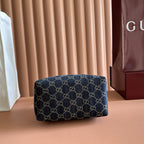GG Denim Small Boston Bag